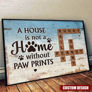 Home With Paw Prints Pet Crossword Puzzle Art Personalized Poster, Gift For Pet Lovers