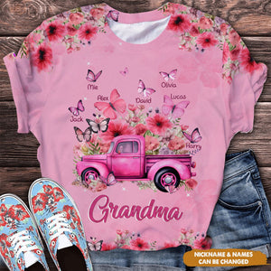 Personalized Pink 3D T-shirt Custom Kids For Grandma