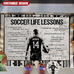 Personalized Soccer Life Lessons Doormat - Gift For Soccer Lovers