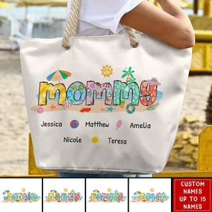 Mom Grandma Beach Summer Vibe - Personalized Beach Bag