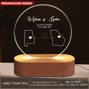 Two Map Night Light-Personalized Acrylic LED Night Light-Gift For Couples