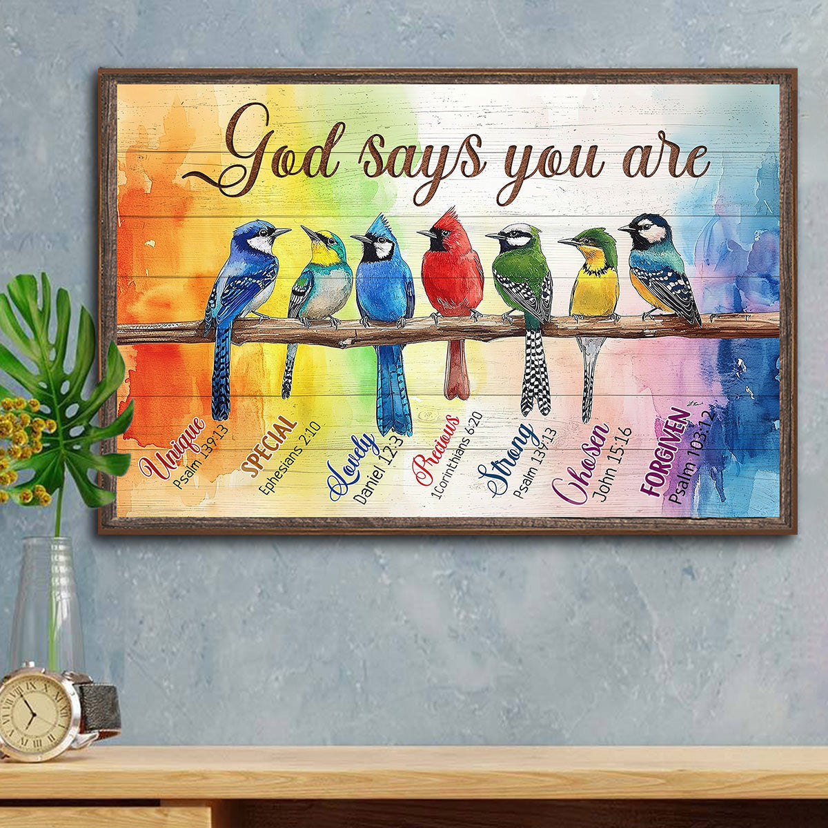 God Says You Are - Bird Art with Bible Verses Poster