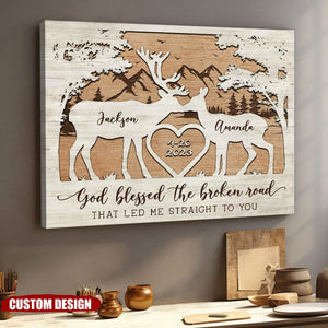 Personalized Deer Couple Poster, Anniversary Gift for Couple