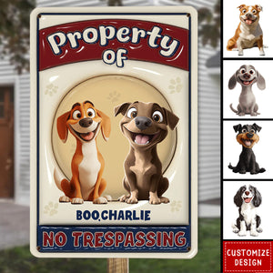 No Trespassing - Personalized Dog Metal Sign - Gift For Dog Lovers