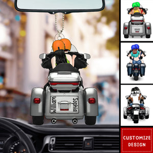 Personalized Motorcycle Lovers For Couples Acrylic Car Ornament-Gift For Motorcycle Lovers