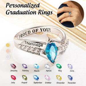 Personalized Graduation Rings with Birthstone And University/School Name