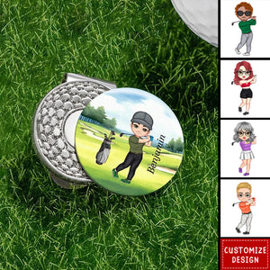 Personalized Cartoon Character Golf Ball Marker Magnetic Hat Clip with Name Gift for Golf Player