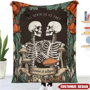 Skeleton Couple Custom Gift 'Til Death Do Us Part' Personalized Blanket