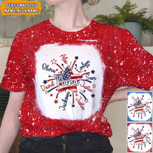 4th of July America Flag Star Grandma Mom Little Kids Personalized 3D T-shirt