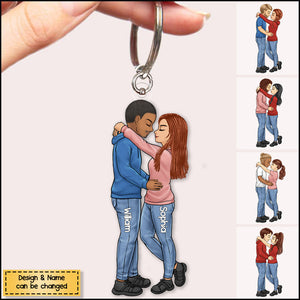 Doll Couple Hugging - Personalized Acrylic Keychain