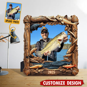 Fishing Memories - Personalized Fishing Cut Shape Photo Frame