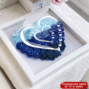 Grandma Hearts Mommy Hearts - Personalized Flower Shadow Box