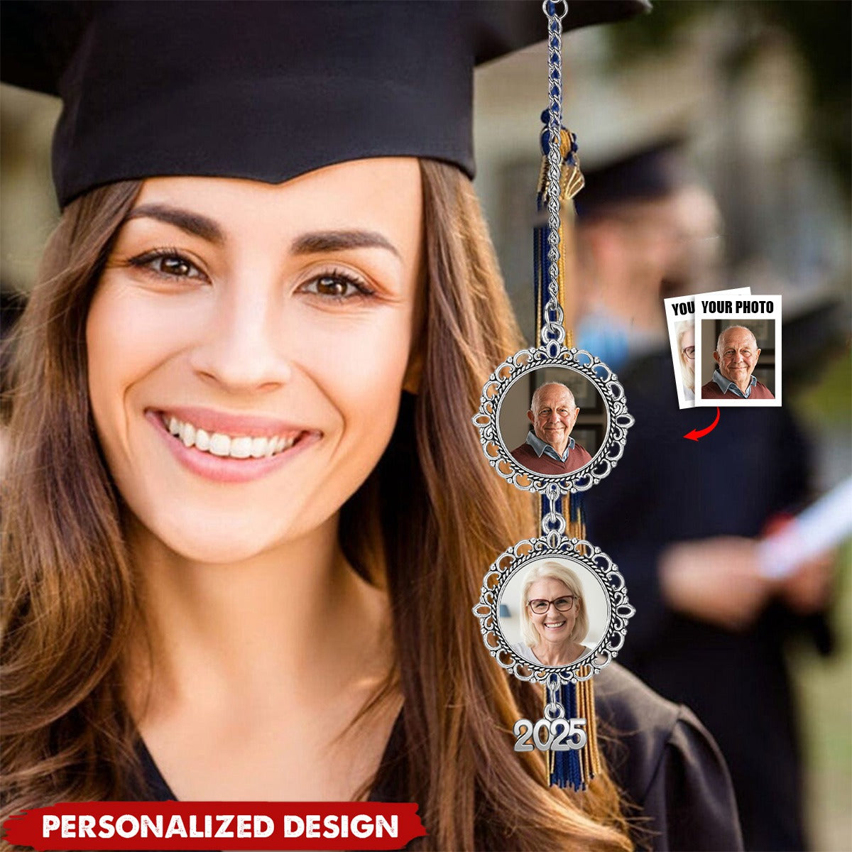 Personalized Graduation Cap Photo Charm Class Of 2025