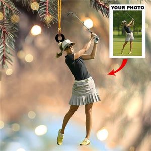 Personalized Golfer Photo Christmas Ornament