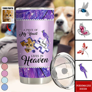 Memorial A Piece Of My Heart Lives In Heaven-Personalized Tumbler-Gift For Family And Friends