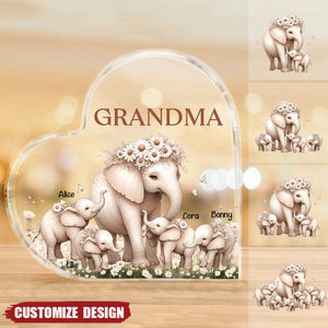 Mama Elephant With Little Kids Personalized Acrylic Plaque Mother's Day Gift