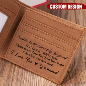 Congrats On Being My Husband - Personalized Leather Wallet, Gift For Husband, Boyfriend