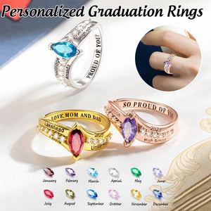 Personalized Graduation Rings with Birthstone And University/School Name