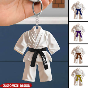 Personalized Black Belt Keychain -  Karate,Jiu-Jitsu Gift