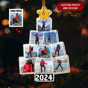 Photo Hiking Christmas Tree - Personalized Acrylic Photo Ornament