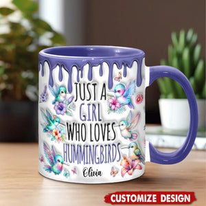 Just A Girl Who Loves Hummingbirds - Personalized Hummingbird Accent Mug