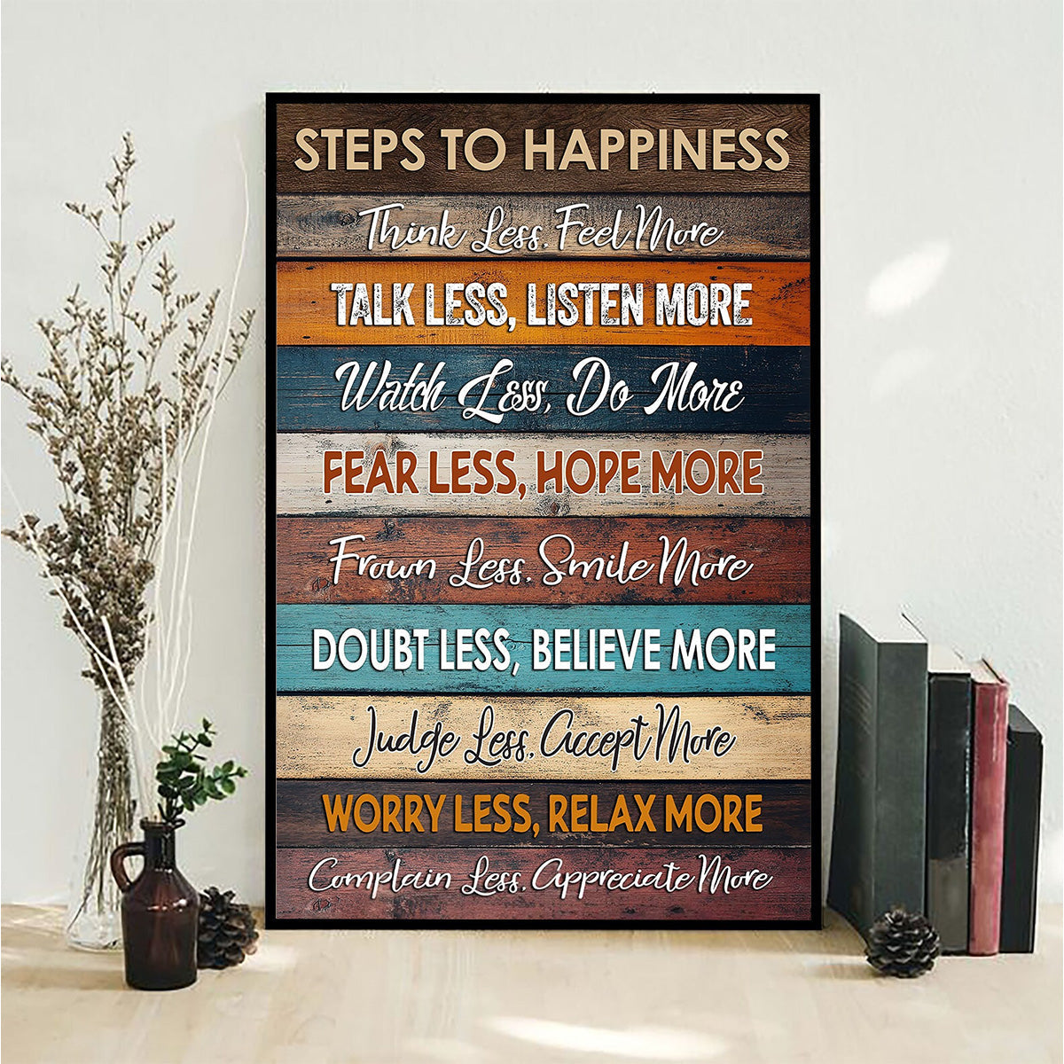 Steps To Happiness - Motivational Quote Poster