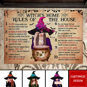 Witch's Home Rules Of The House Area Rug Carpet - Personalized Halloween Doormat