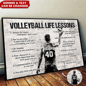 Personalized Volleyball Life Lessons Poster - Gift For Volleyball Lovers