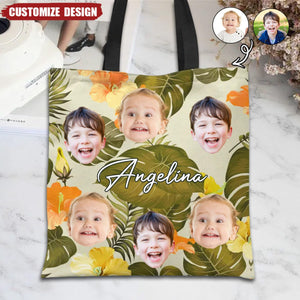 Custom Photo Funny Family Kid/Pet Face - Personalized Zippered Canvas Bag