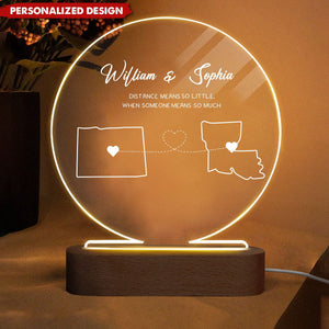 Two Map Night Light-Personalized Acrylic LED Night Light-Gift For Couples