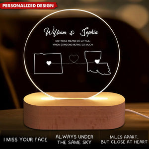 Two Map Night Light-Personalized Acrylic LED Night Light-Gift For Couples