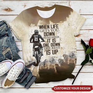 When Life Gets You Down Remember-Personalized Dirt Bike Shirt-Gift For Motocross Lovers