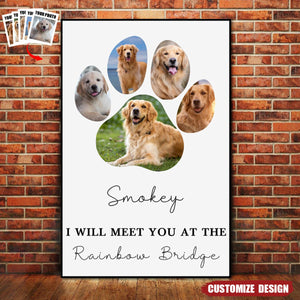 Personalized Memorial Dog Paw Photo Collage Poster