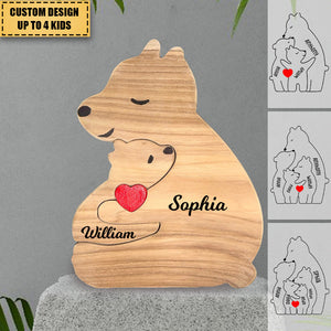 Gift For Family - Personalized Bear Family Wooden Art Puzzle