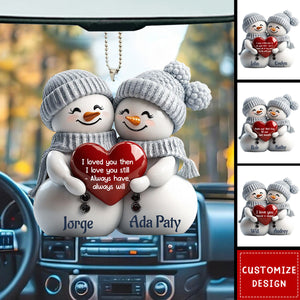 Couple Snowman Personalized Acrylic Ornament - Anniversary Gift For Wife,Husband