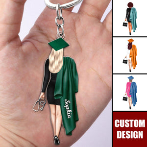 Personalized Graduation Girl Keychain