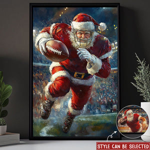 Funny Christmas Santa On The Field American Football Poster - Gift For American Football Lovers