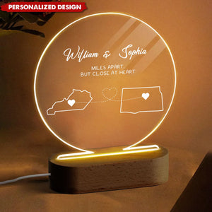 Two Map Night Light-Personalized Acrylic LED Night Light-Gift For Couples