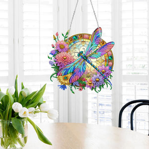 5D Diamond Painting Stained Dragonfly Panel Decorative Home Garden Decoration Hanging Kit