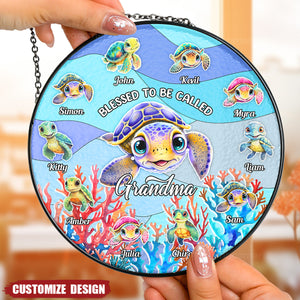 Turtley Grandma - Personalized Stained Acrylic Window Hanging Suncatcher