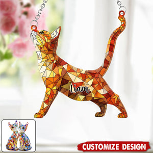 Boho Chic Cute Cats - Personalized Cat Window Hanging Suncatcher