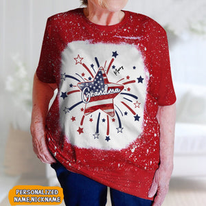 4th of July America Flag Star Grandma Mom Little Kids Personalized 3D T-shirt