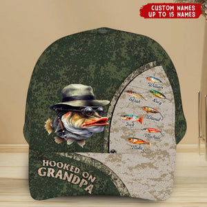 Hooked On Grandpa - Personalized Classic Cap - Gift For Dad/Grandpa