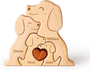 Personalized Wooden Dogs Family Puzzle - Gift For Couple,Family