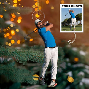 Personalized Golfer Photo Christmas Ornament