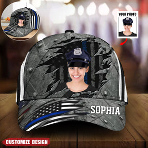 Personalized US Police Officer Grey 3D Cap