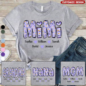 Custom Gigi Purple Daisy With Grandkids Mother's Day TH T-Shirt