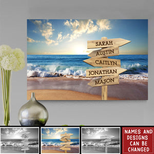 Personalized Beach Canvas Print with Family Names