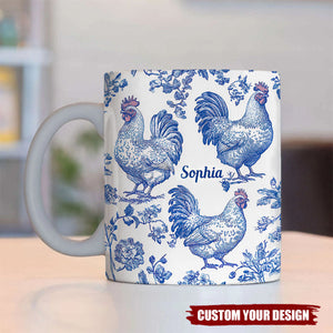 Chicken Toile de Jouy - Personalized Chicken Mug