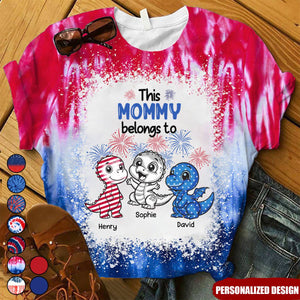 July 4th Grandma Mom Dinosaur-Personalized Independence Day Gift 3d Tshirt-Gift For Grandma/Mom